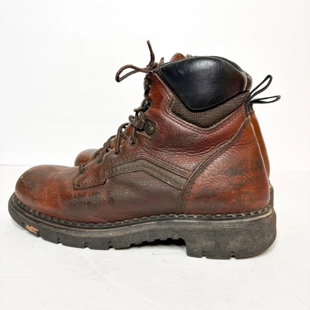 Red Wing Shoes Steel Toe Dark Brown Leather Boots Size 8.5 Men’s